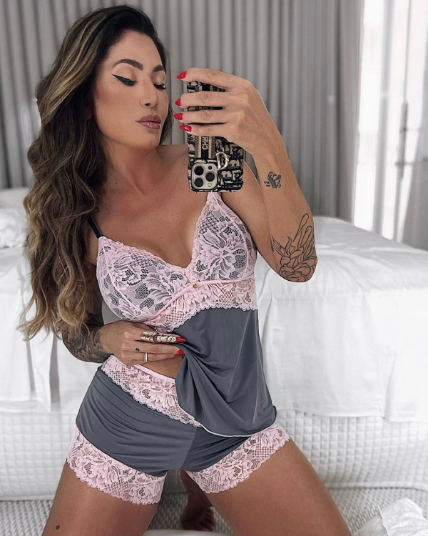 PIJAMA SHORTDOOL ROSA ROSA/GRIS